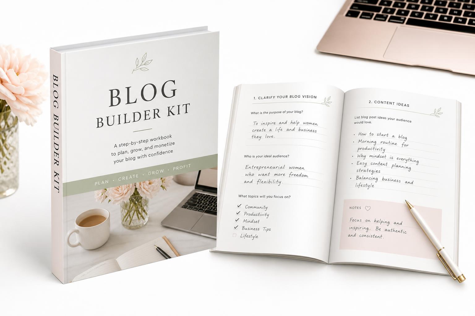 Blog Builder Kit Workbook product mockup